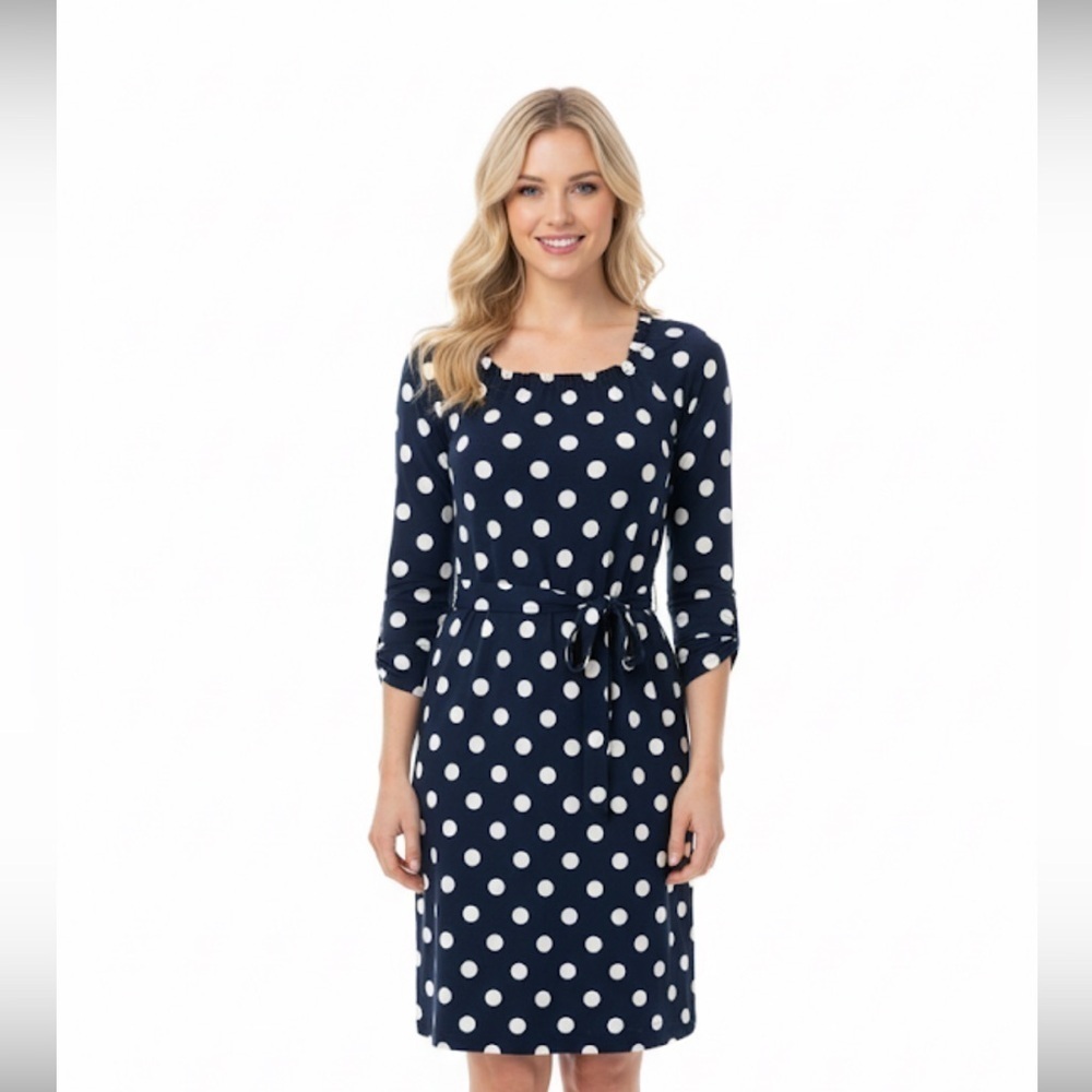 GAP navy blue polka dot dress size extra small with belt